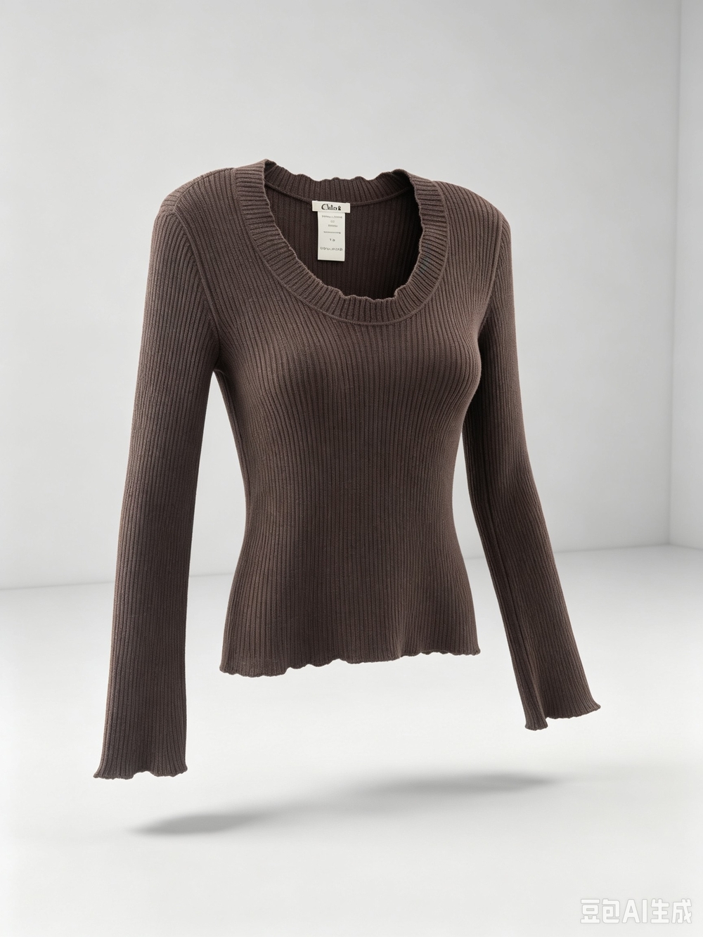 Chloe Ribbed Scoop Neck Long-Sleeve Sweater